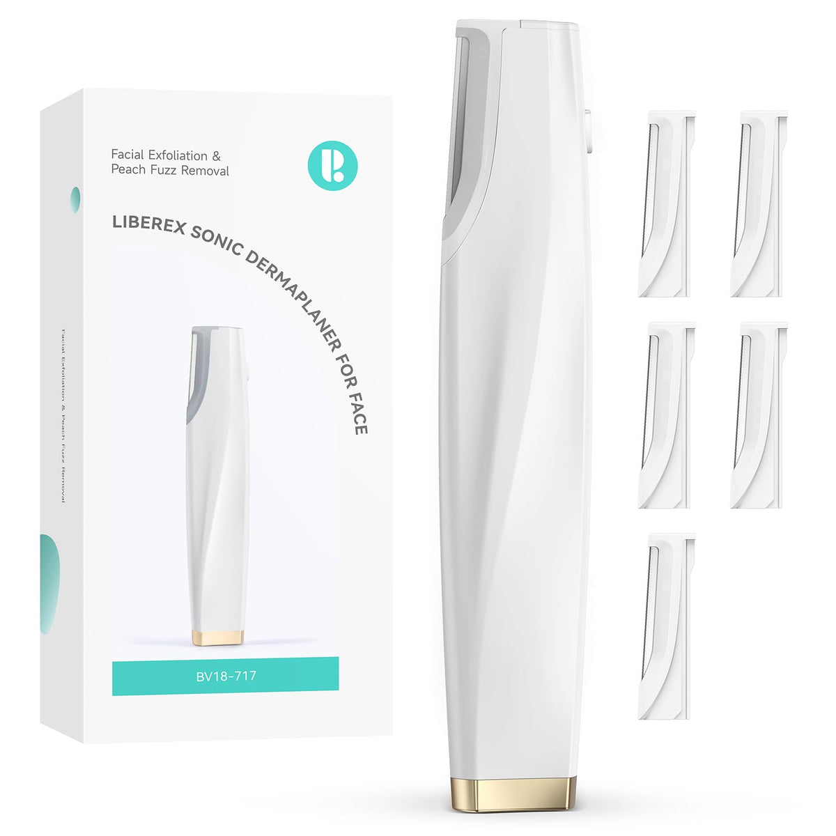 Liberex sonic dermaplaning tool for facial exfoliation.