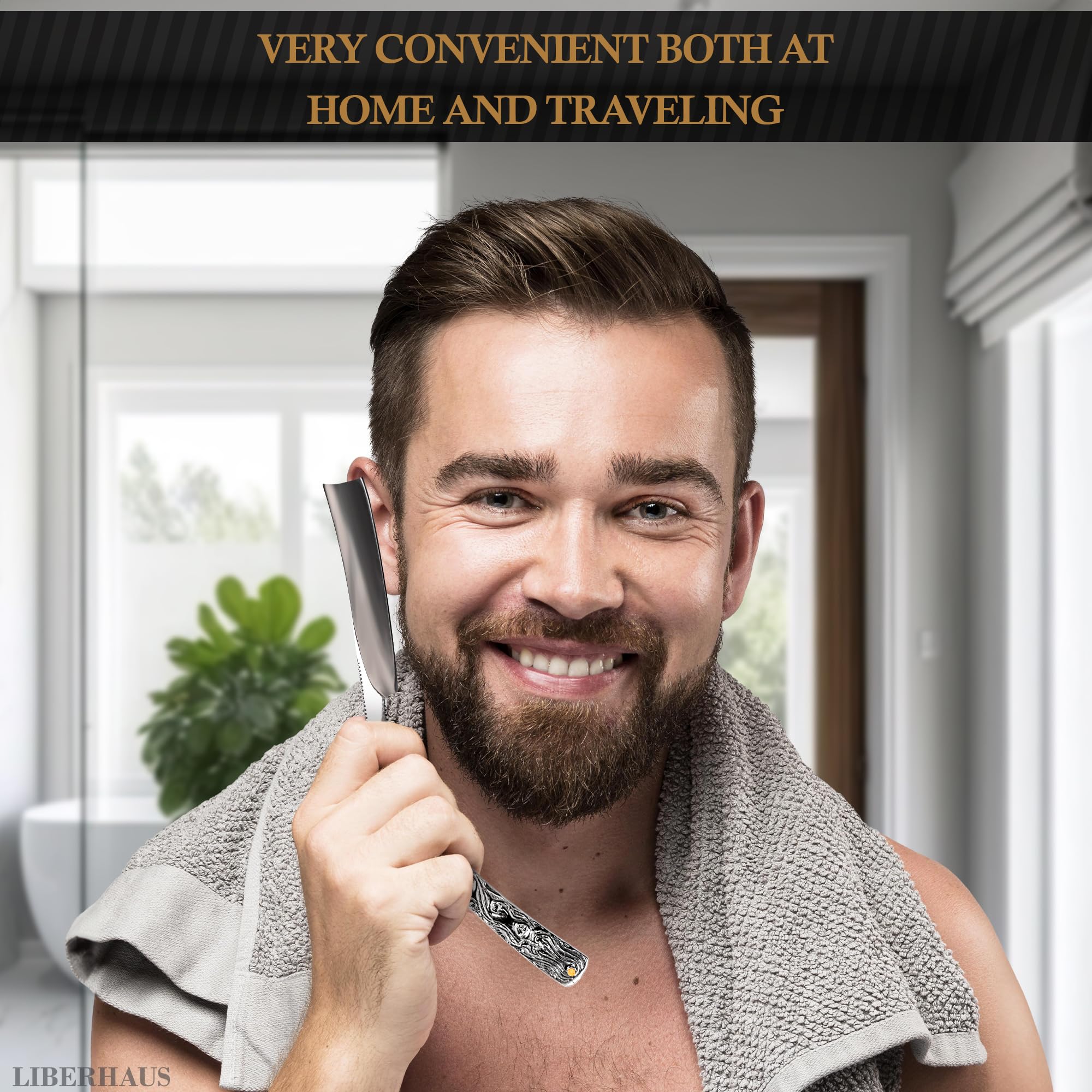 LIBERHAUS barber razor in use with smooth, controlled glide
