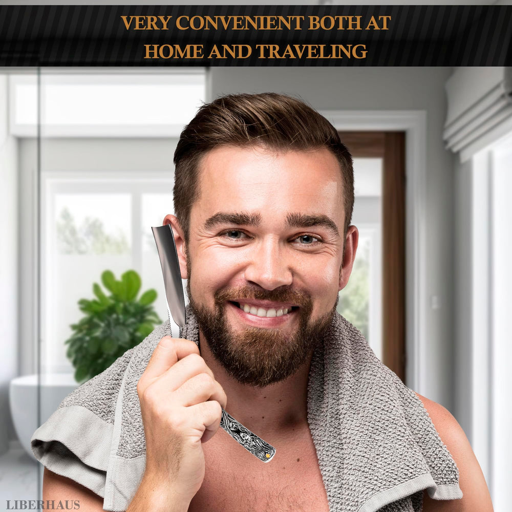LIBERHAUS barber razor in use with smooth, controlled glide