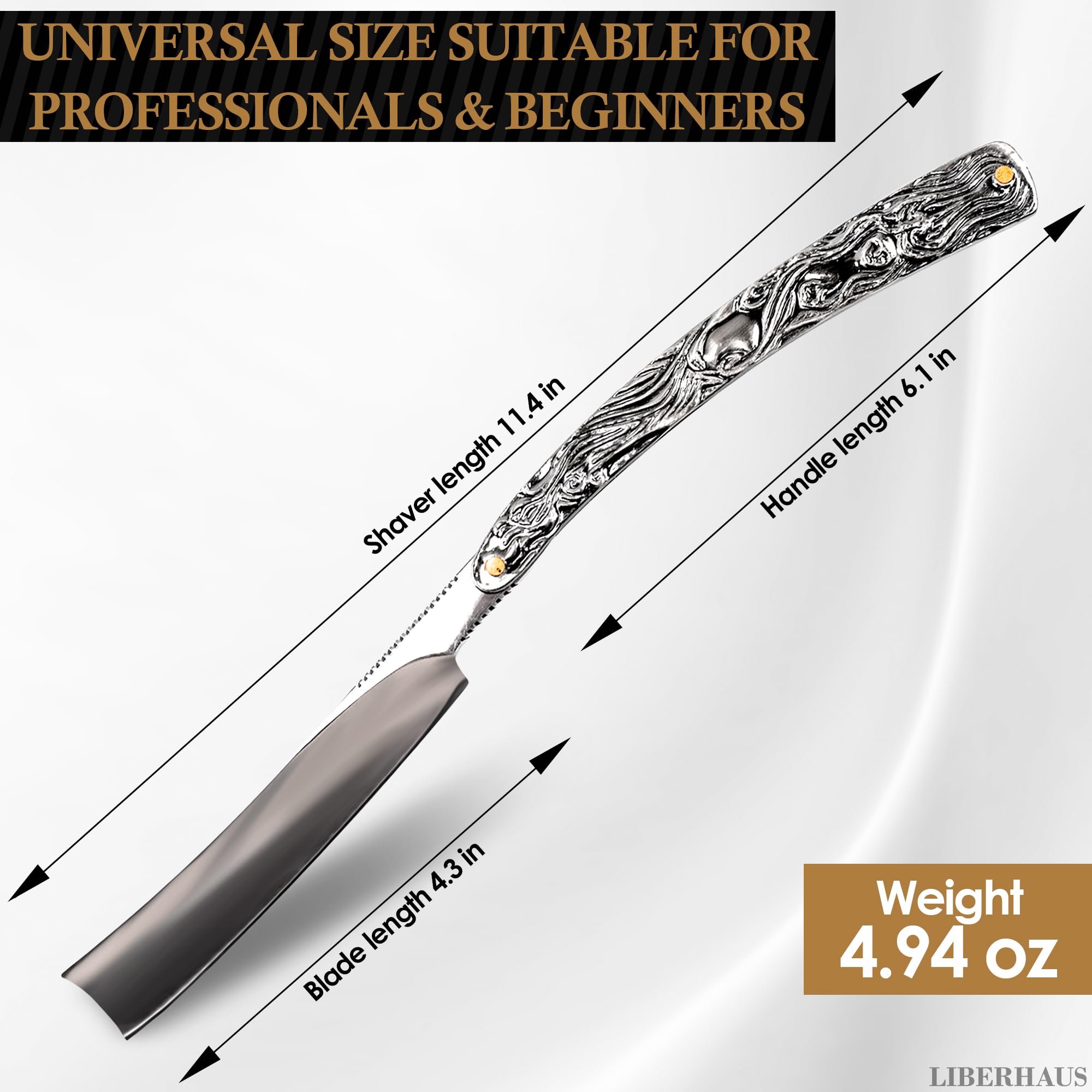 LIBERHAUS straight razor carbon steel blade delivering durable, long-lasting sharpness
