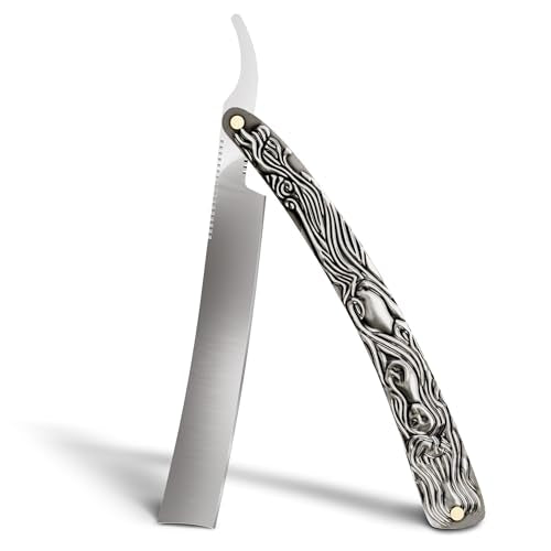 LIBERHAUS professional mens straight razor with ergonomic handle for secure grip during shaving