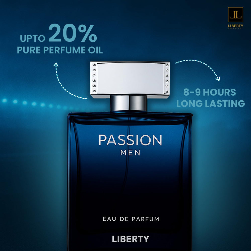 Liberty Luxury Passion oakmoss and patchouli base for lasting presence.
