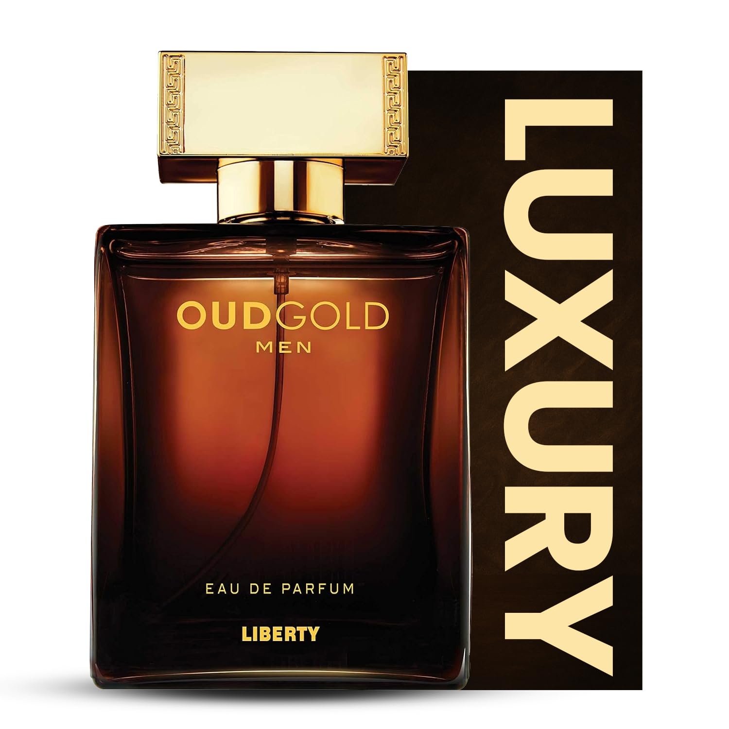 Liberty Oud Arabic Perfume bottle closeup showing bold oud for confident evenings.