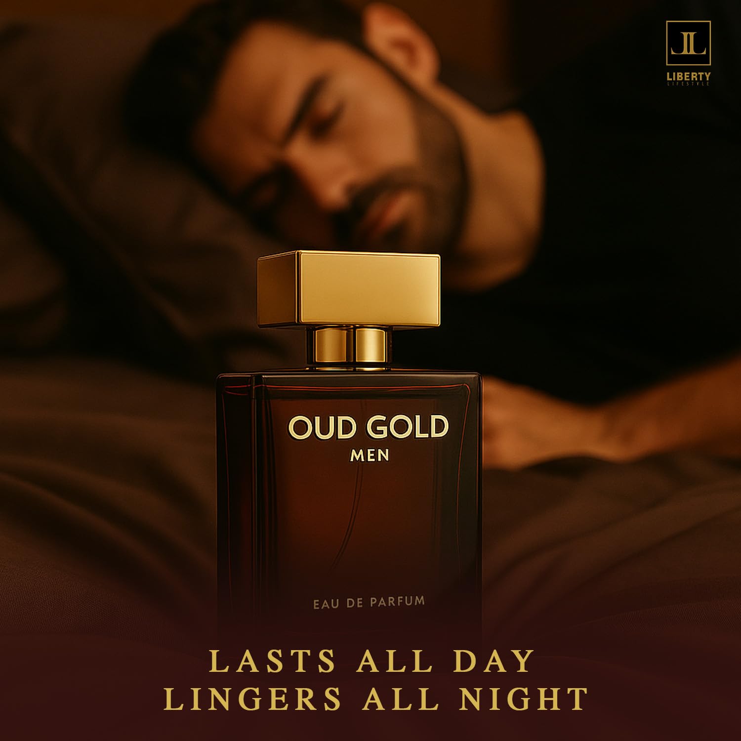 Liberty Oud Arabic Perfume middle-notes visual hints sandalwood and ylang-ylang.