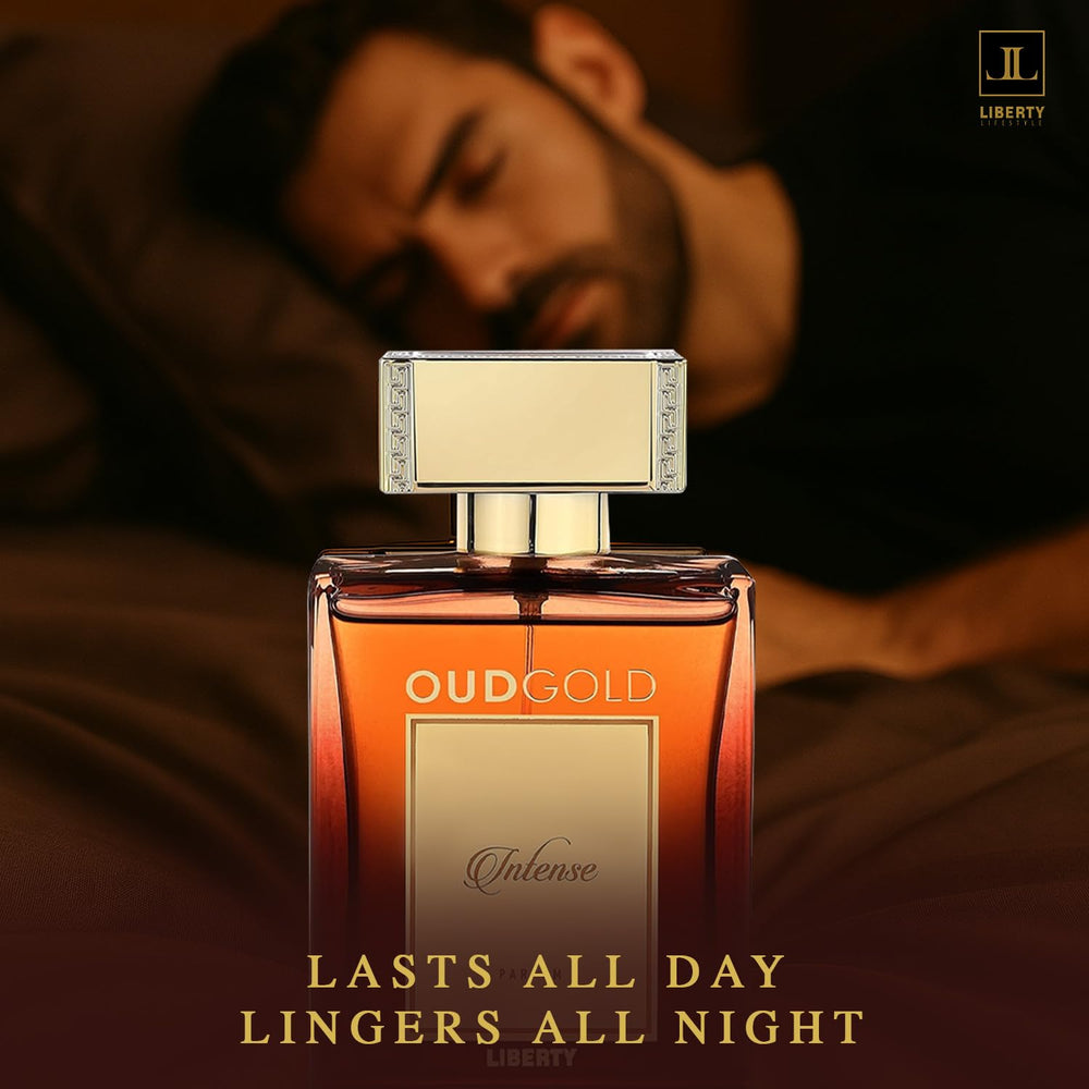 Liberty OudGold Intense packaging detail emphasizes quality and heritage.