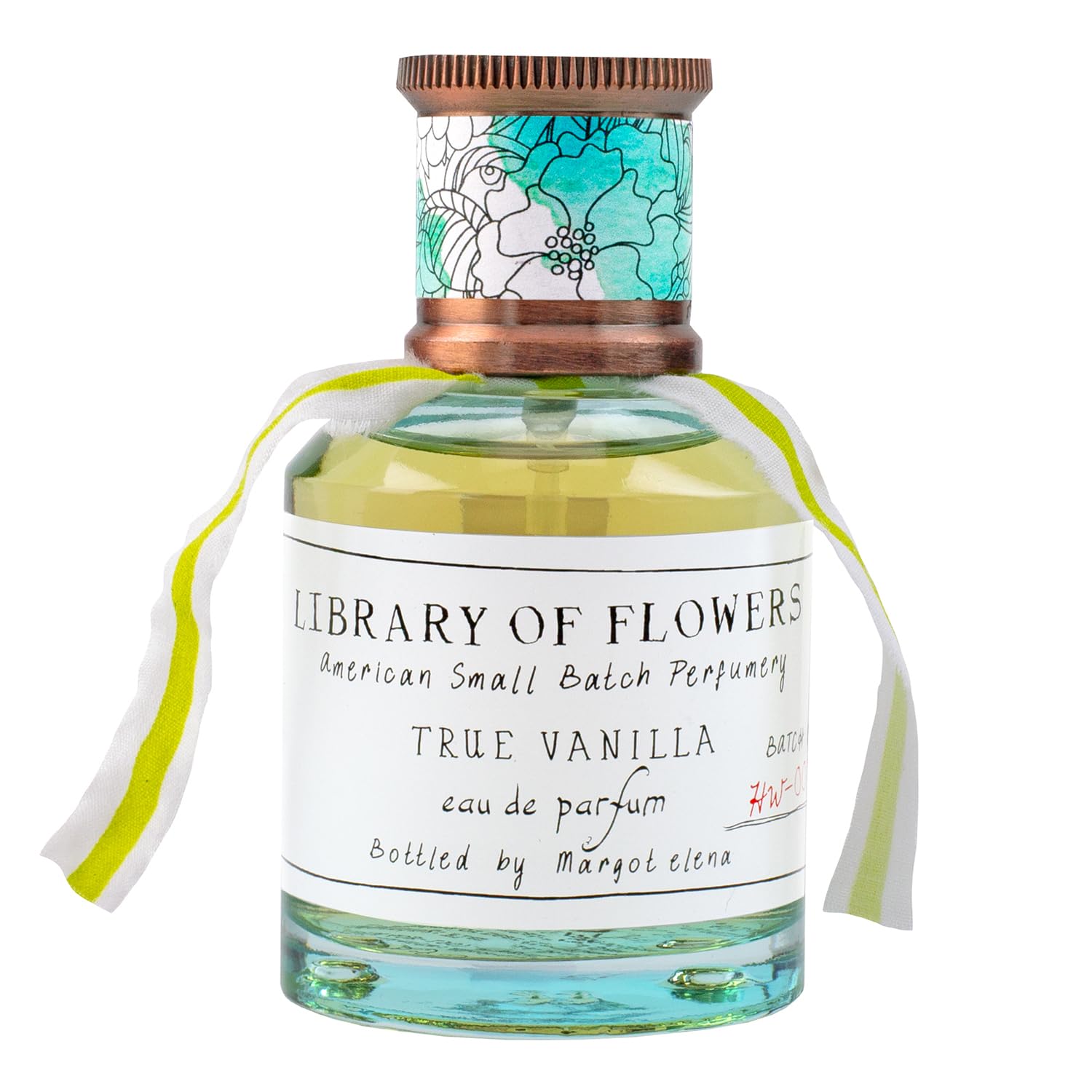Library of Flowers True Vanilla EDP bottle with bergamot notes for everyday elegance.