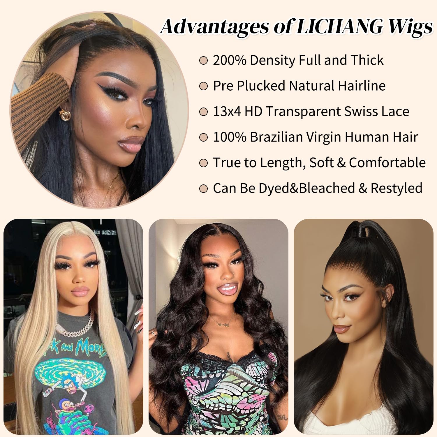 LICHANG 32-inch lace front wig cap-inside view shows adjustable fit