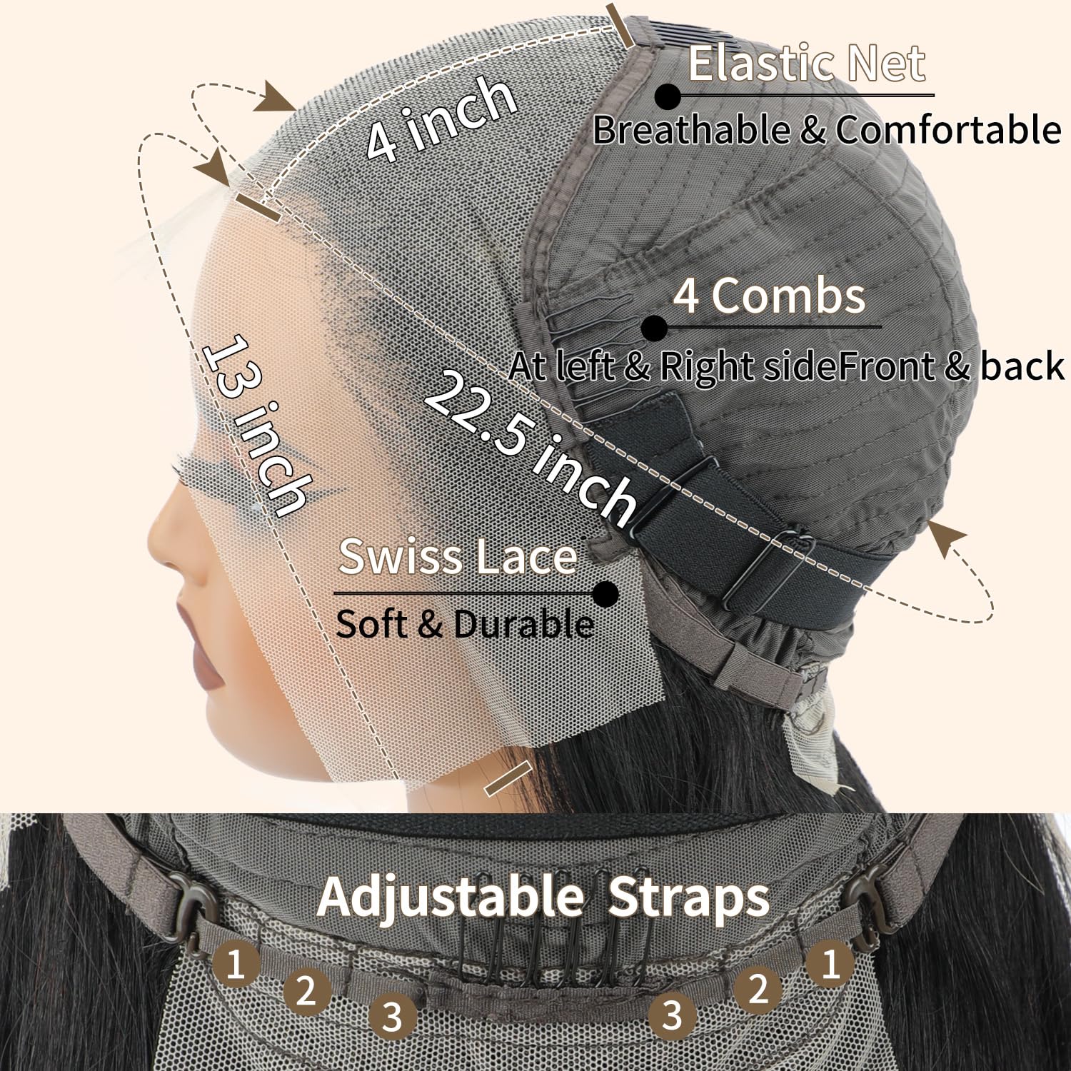 LICHANG 32-inch lace-front wig lace close-up reveals knots and baby hair realism