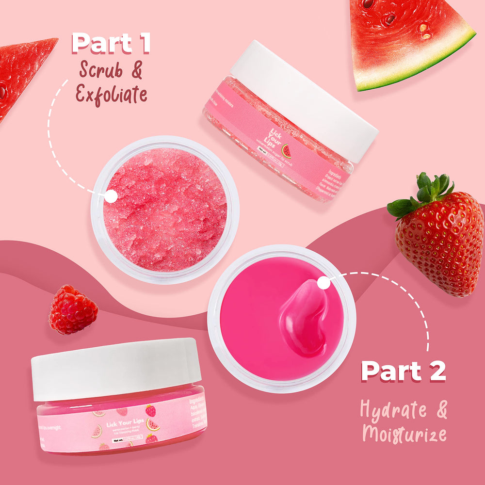 Lick Your Lips Watermelon Sugar Lip Scrub complete-routine guidance suggests pairing with masks
