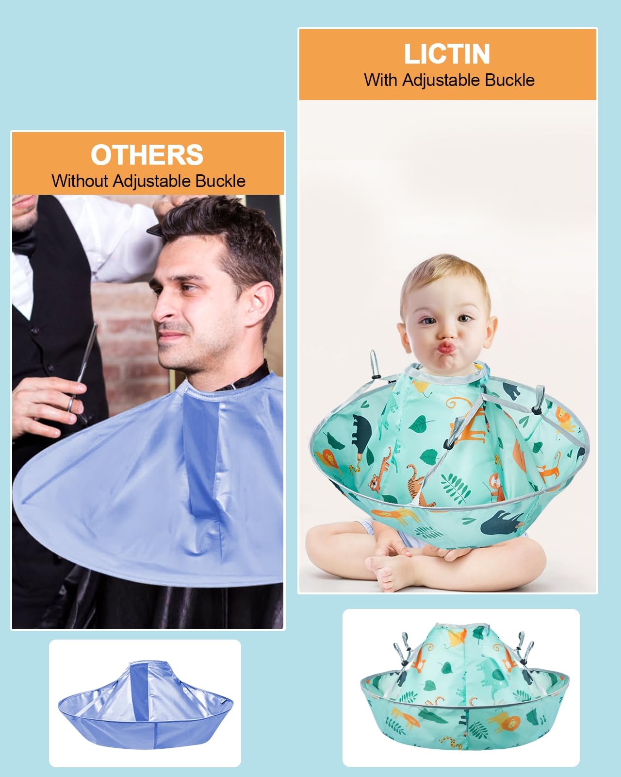 Lictin haircut cape foldable compact storage reduces clutter between uses.