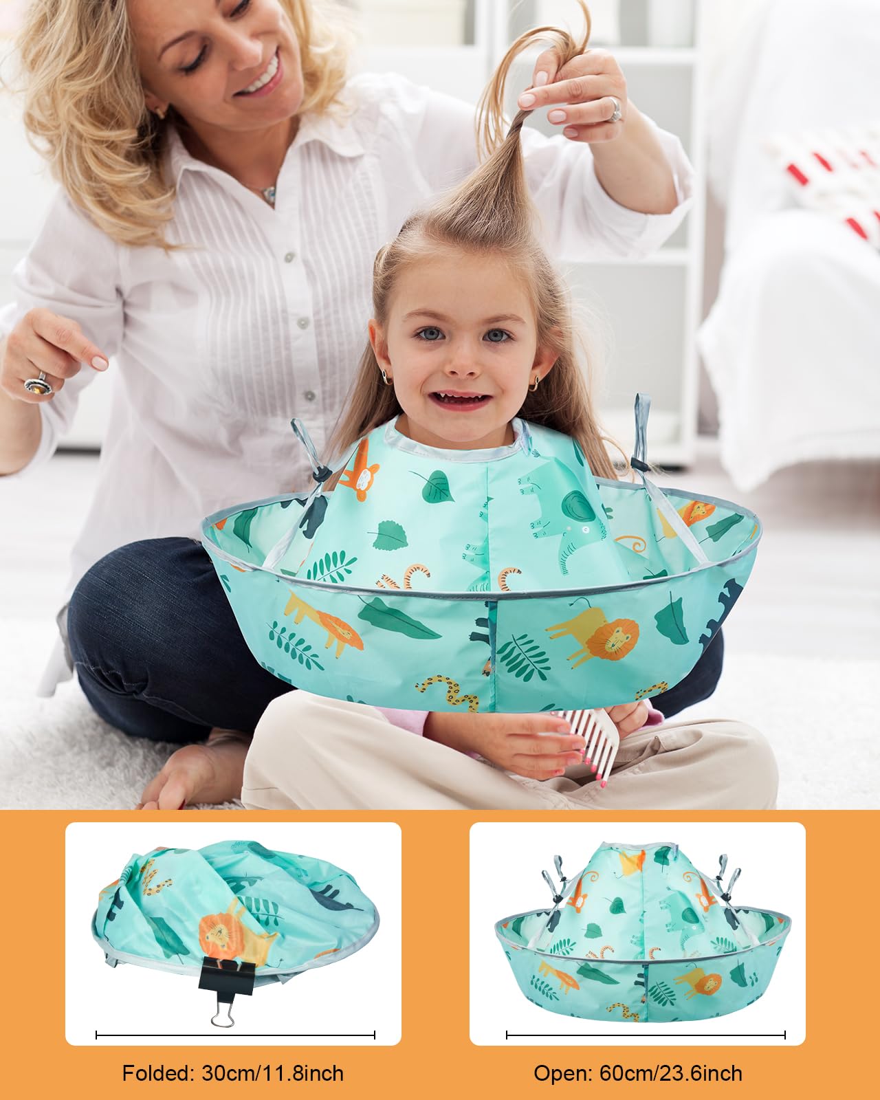 Lictin haircut cape kids waterproof fabric keeps clothes dry during messy trims.