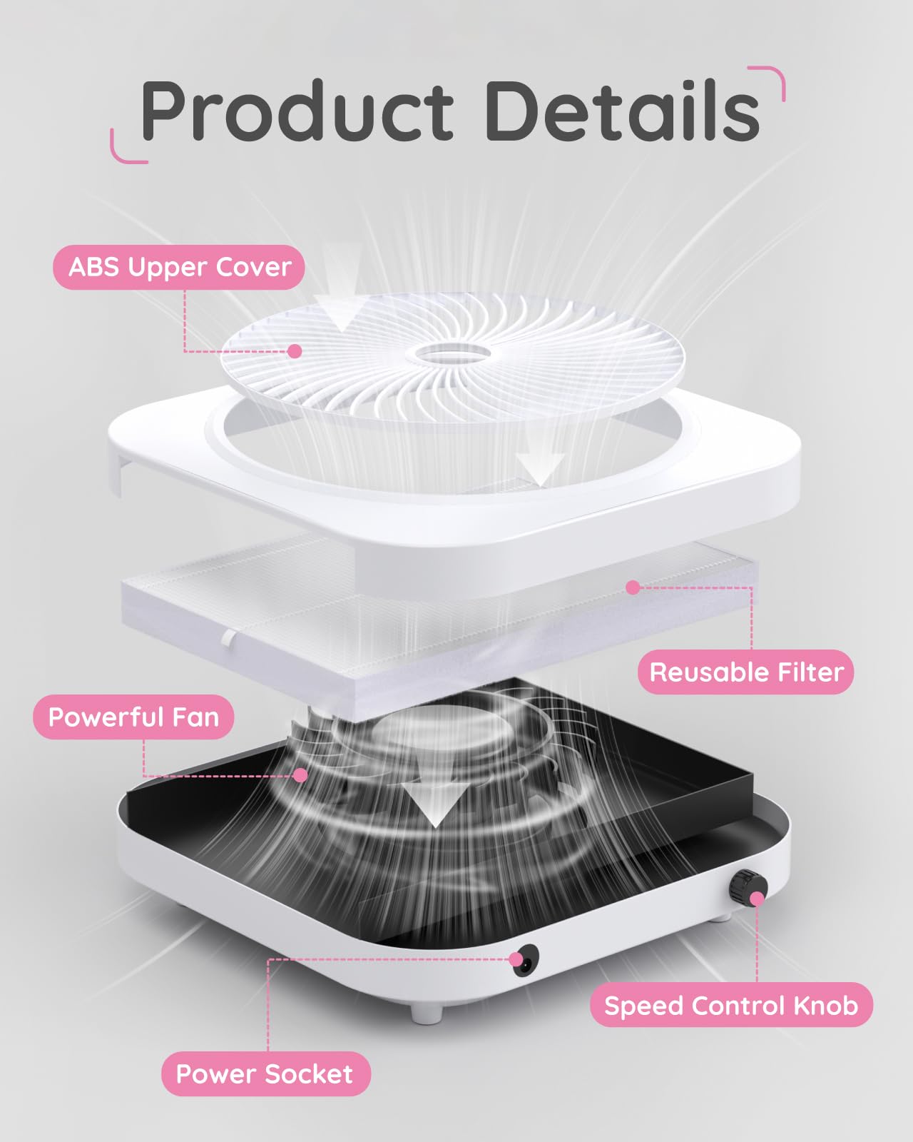 Lictin Nail Dust Collector suction control demonstrates adjustable power