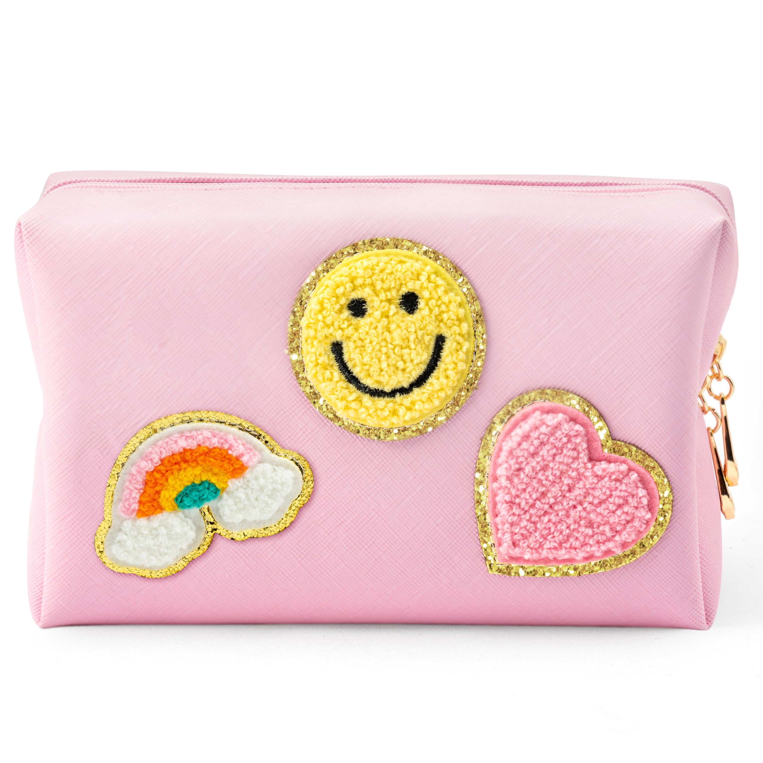 LieToi Preppy Patch small toiletry bag light pink front view showing compact travel-ready design