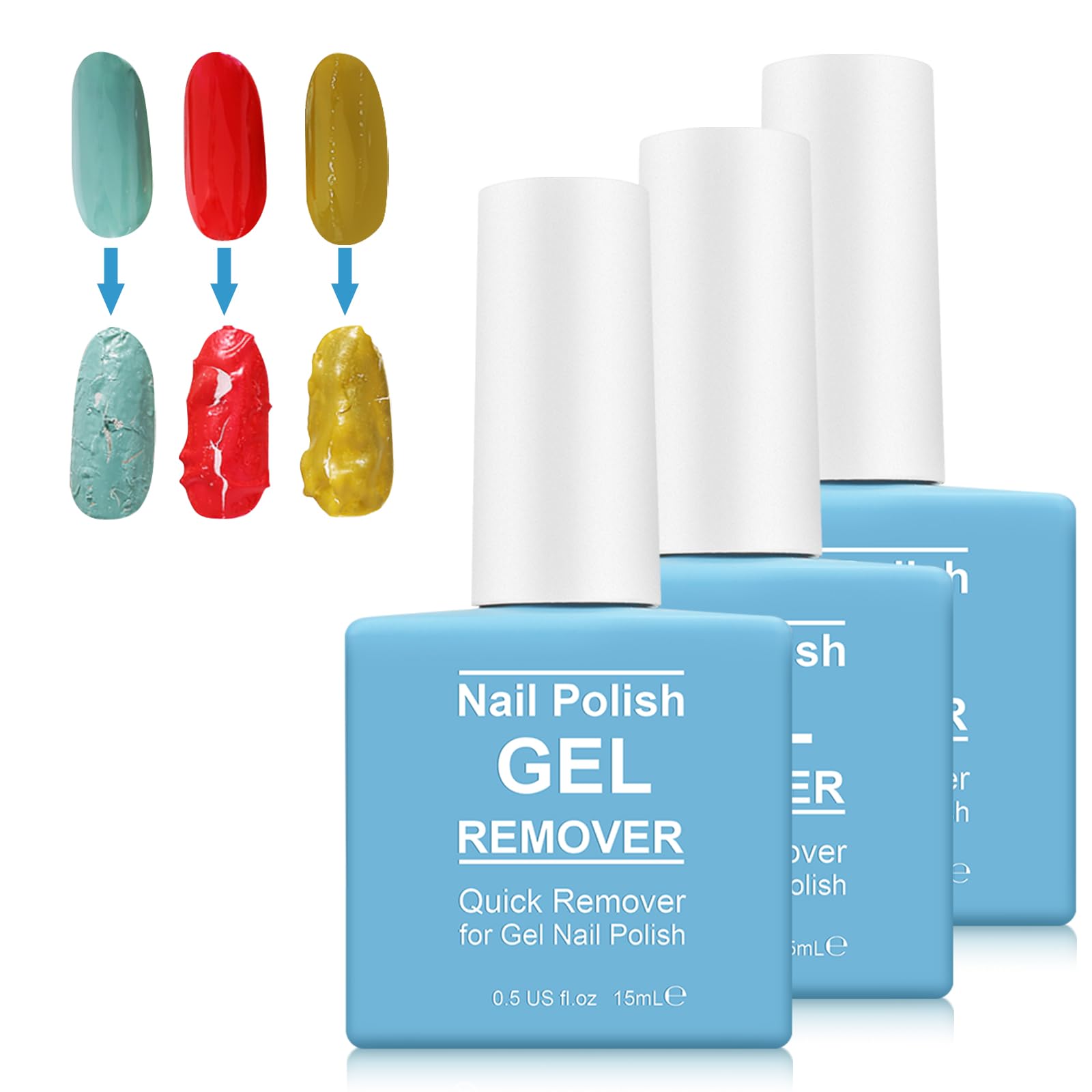 Liefiet gel polish remover 3pack bottle closeup showing compact, easy-home use