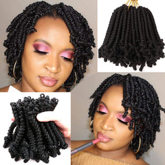 Lifabeauty short bob spring twist 6-inch close-up shows lightweight, comfortable crochet hair.