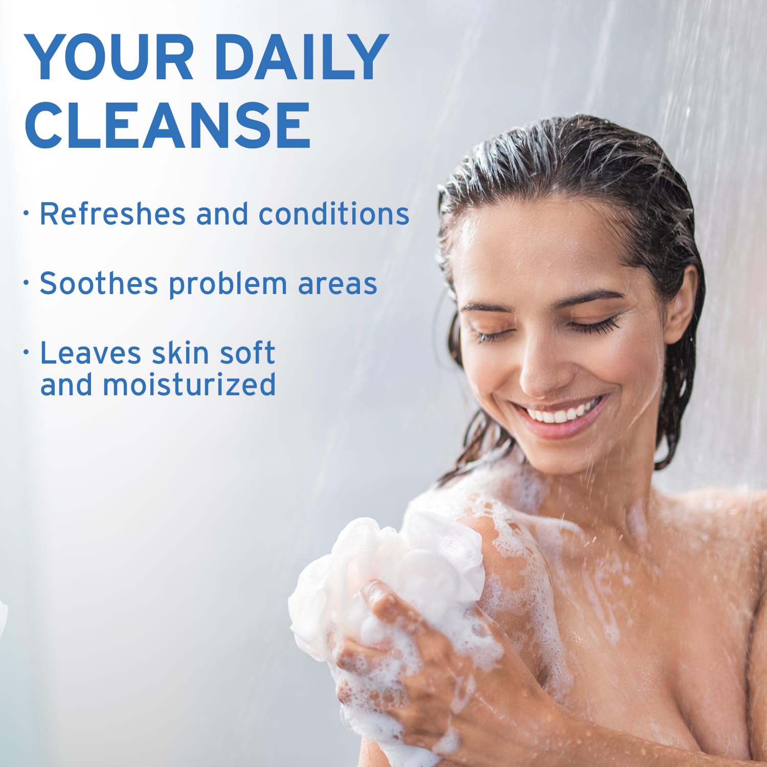 Life-Flo Magnesium Body Wash lather close-up emphasizes gentle cleansing.