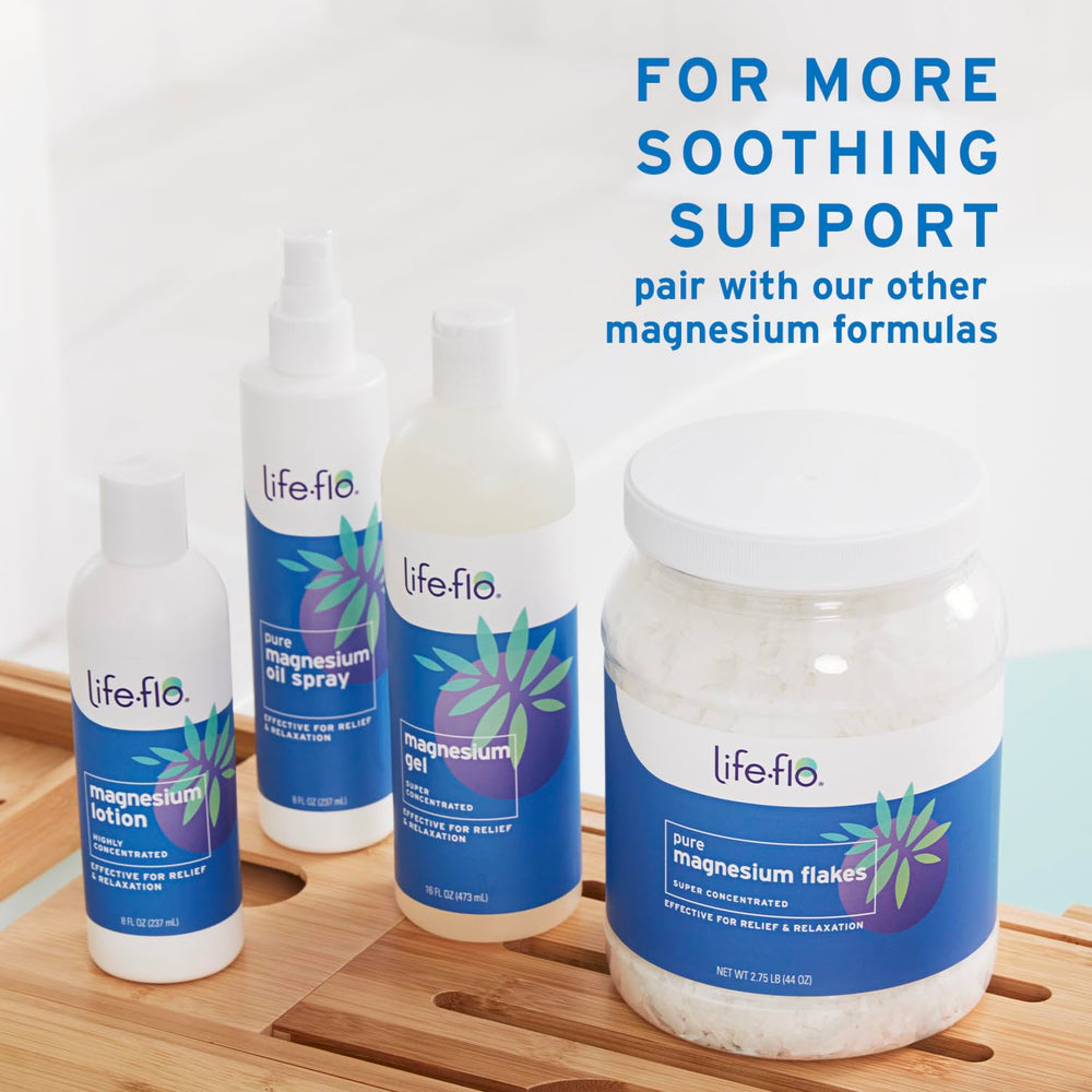 Life-Flo Magnesium Body Wash rosemary oil shot hints toning and cleansing.