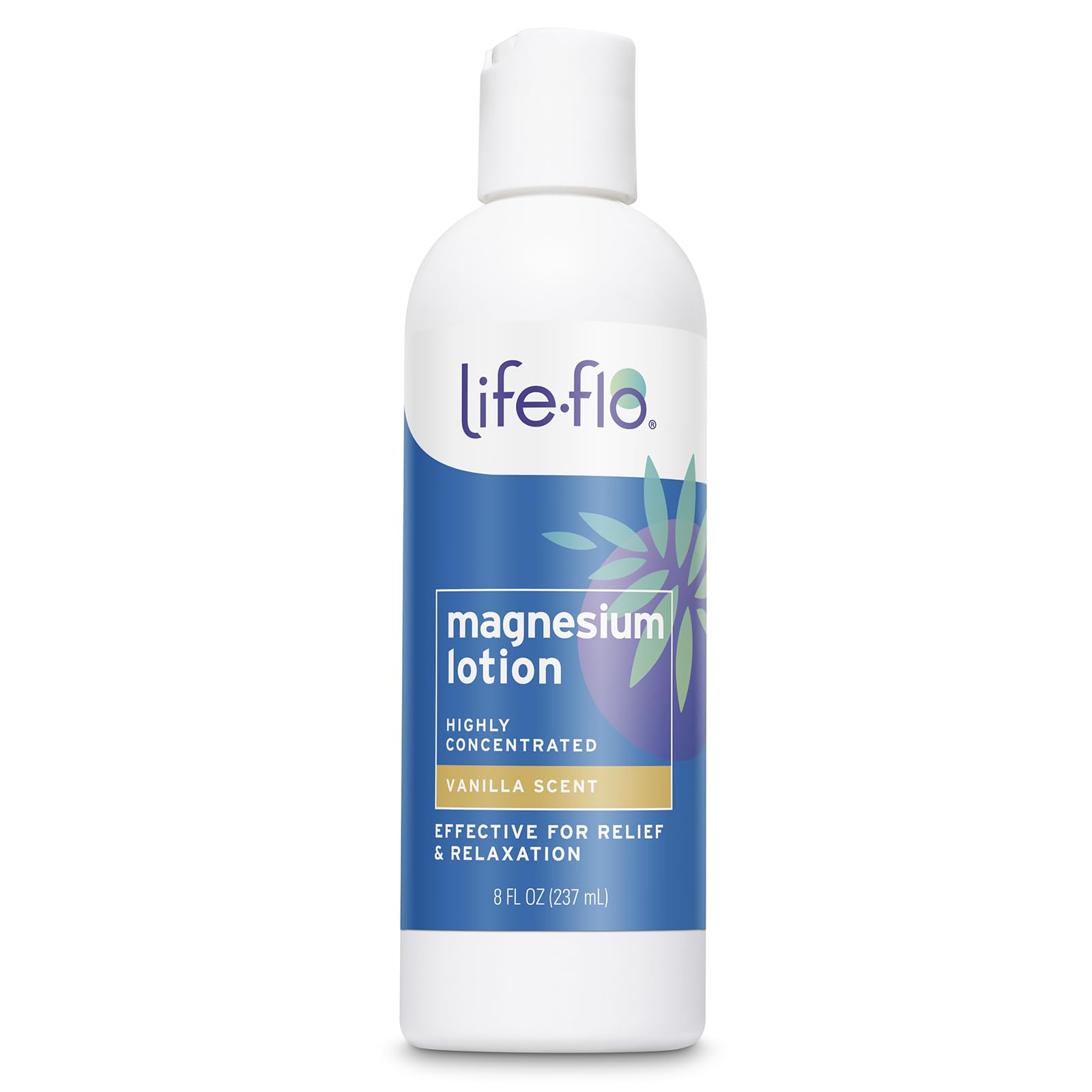 Life-flo Magnesium Lotion Vanilla Bottle Pump for easy daily relaxation and hydration.