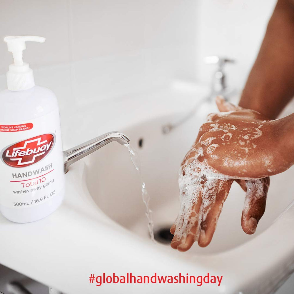 Lifebuoy Total 10 creamy foam close-up highlighting 10-second formula's feel