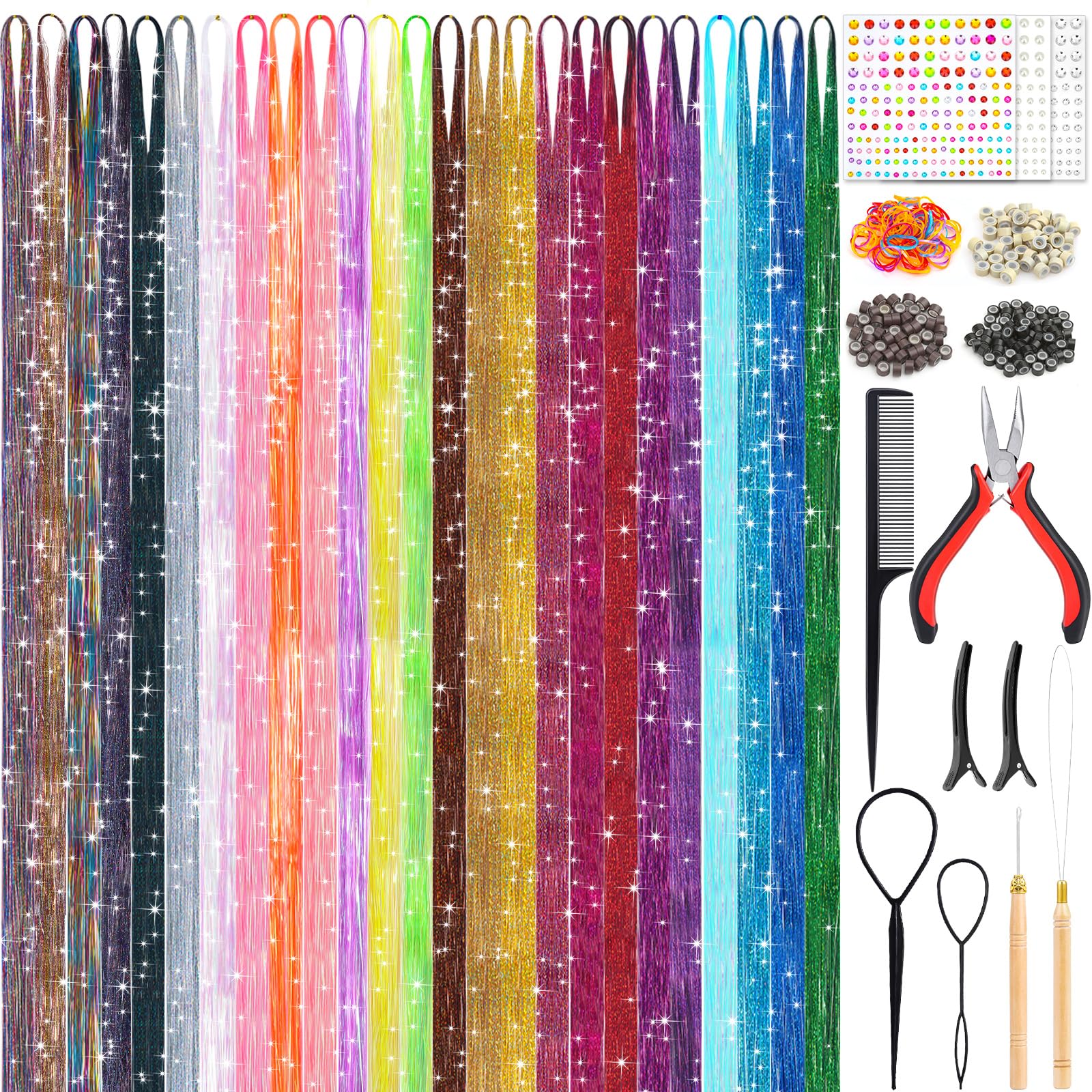LifeisLuck 25colors fairy hair tinsels kit strands for vibrant color accents