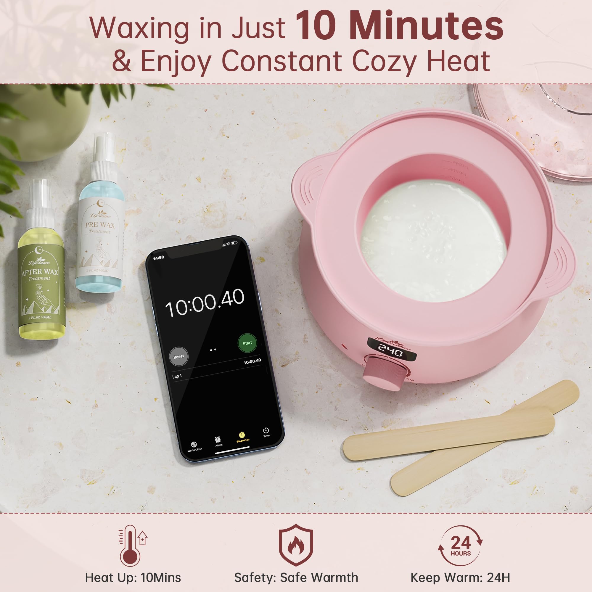 Lifestance 14oz wax beads in jasmine-rose-lavender offer gentle, long-lasting hair removal.