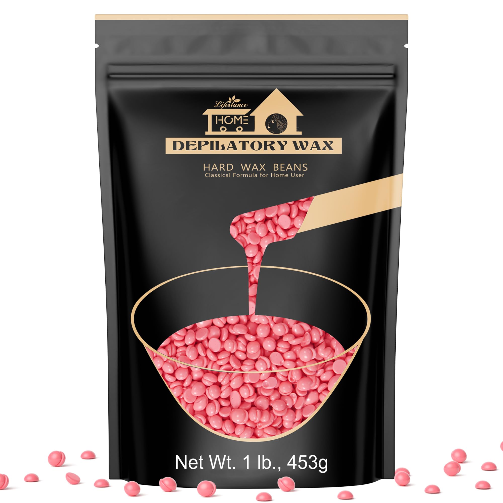 Lifestance hard wax beads jar closeup showing rose scent for at-home waxing