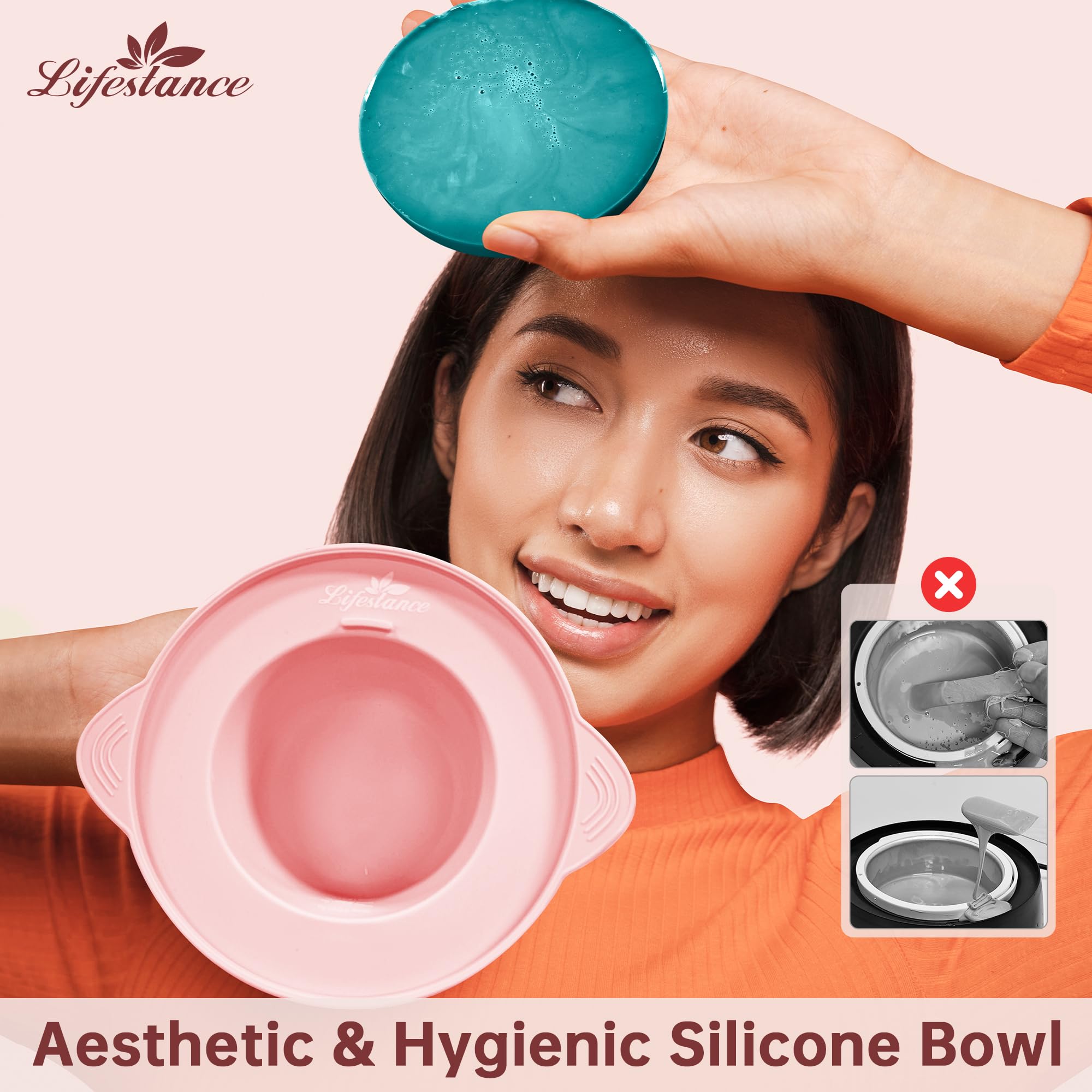 Lifestance pink-themed packaging makes a stylish gift-ready home waxing kit.