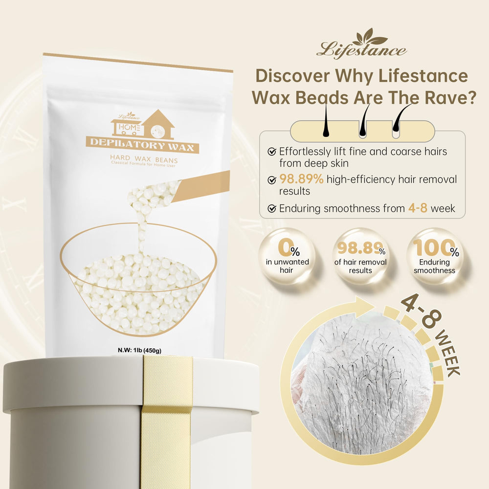Lifestance Pearl White Wax Beads closeup — unscented formula ideal for sensitive skin.