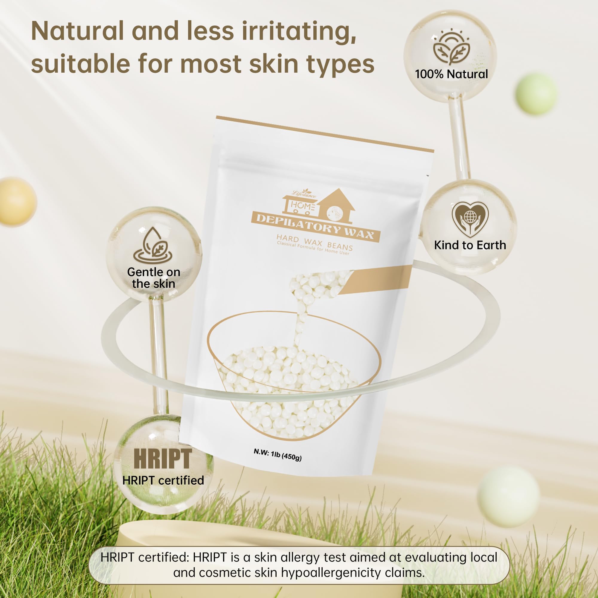 Lifestance Pearl White Wax Beads melt visual — low-temperature melting for comfortable waxing.