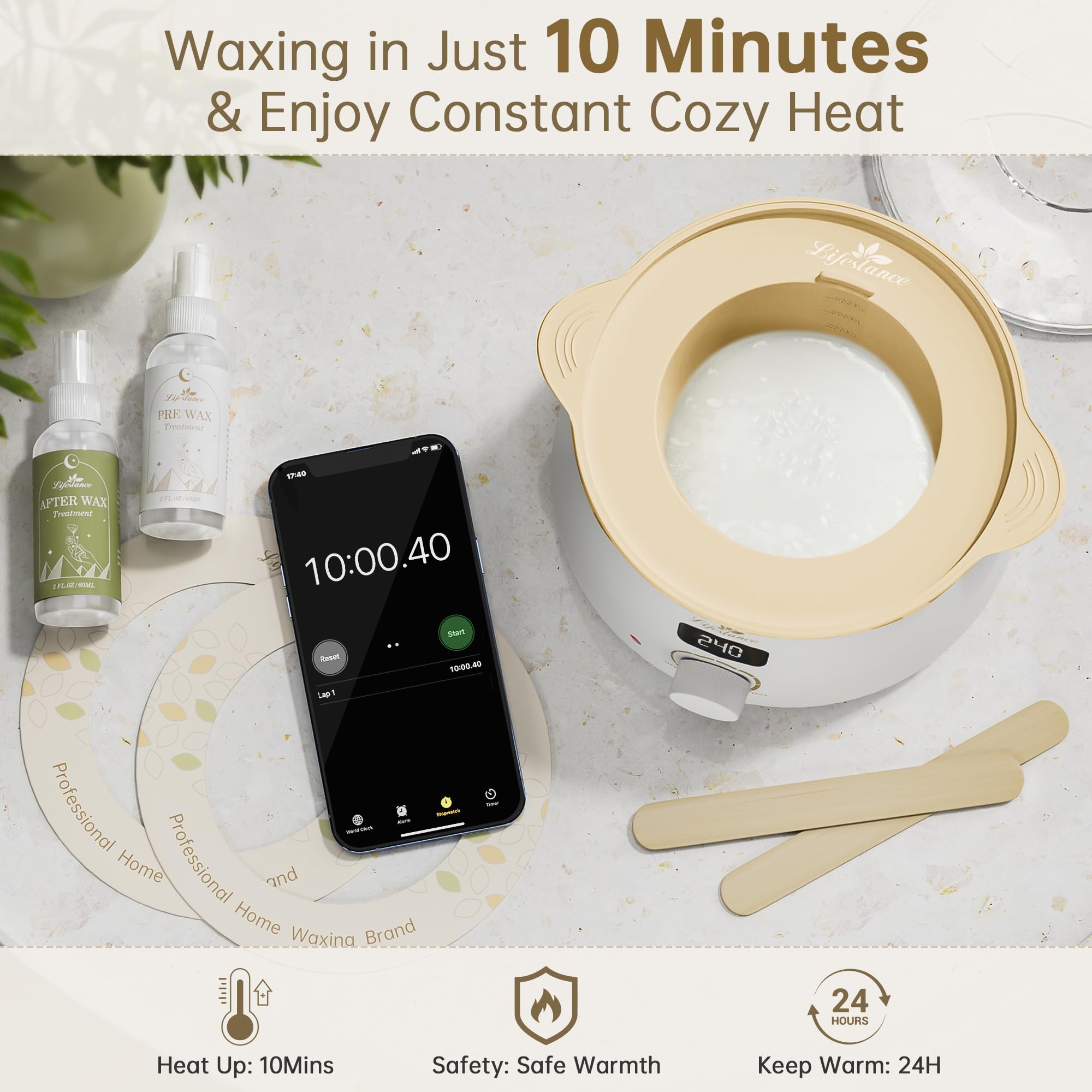 Lifestance wax warmer LED display ensures consistent heat during waxing.