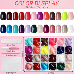 Lifextol 24-color oval press-on nails color swatches for outfit matching