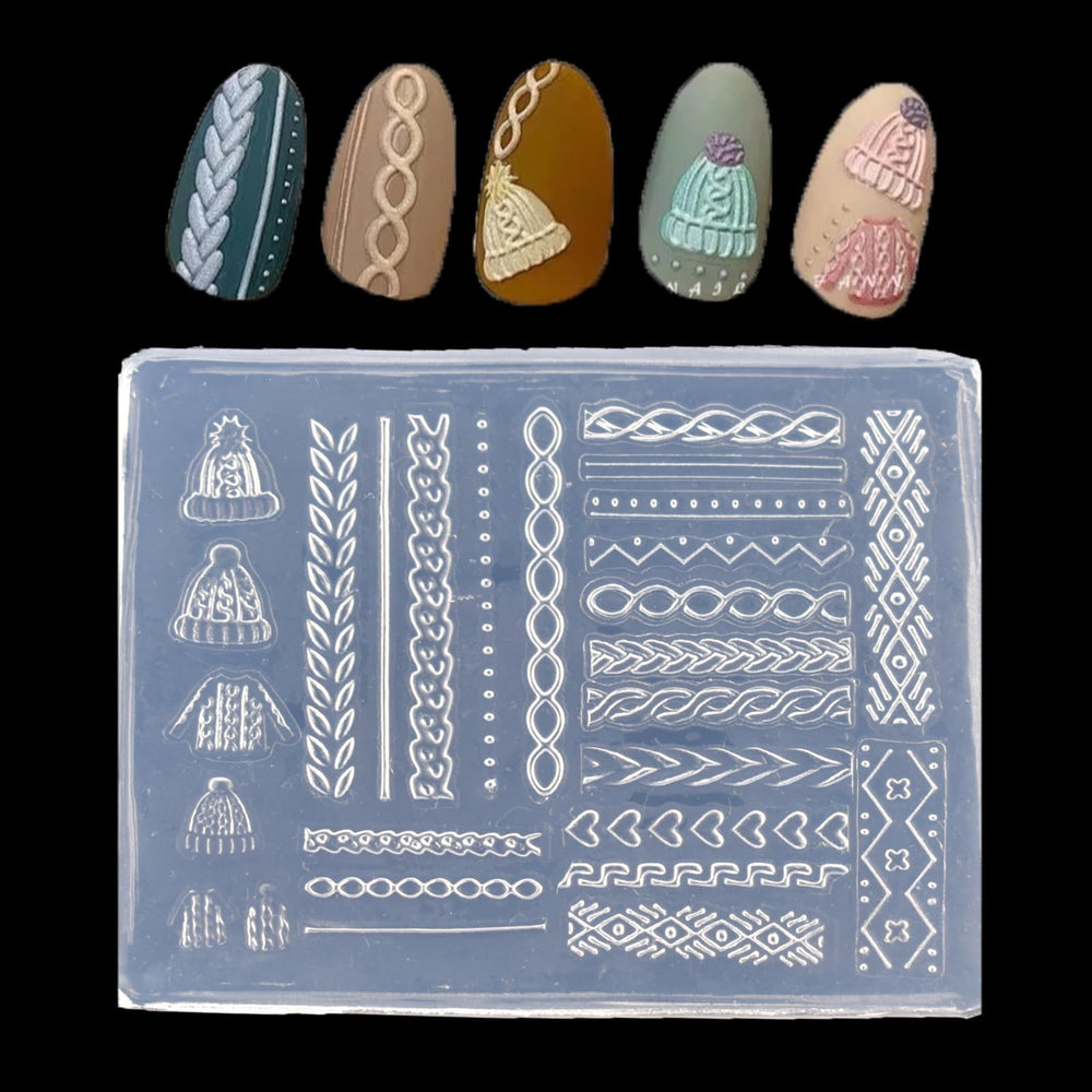 LIFOOST 3D nail art mold with sweater pattern for precise nail design