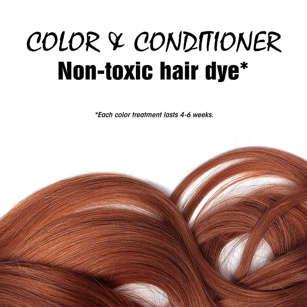 Light Mountain Henna Color swatches illustrate vibrant red tones and natural coverage.