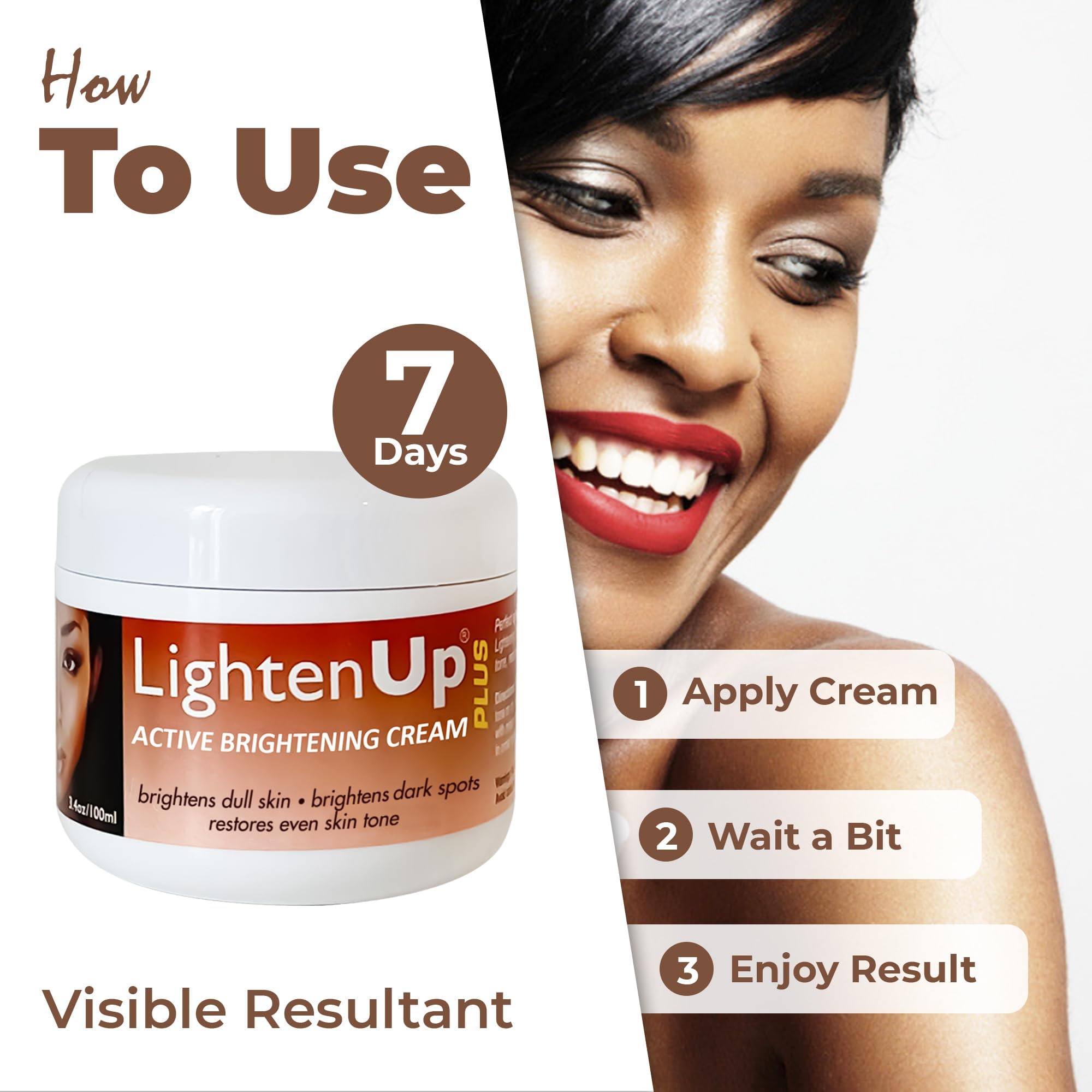 Lighten-Up Plus cream texture spread on skin for quick absorption and hydration