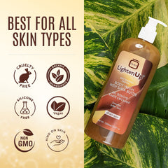LightenUp Exfoliating Body Wash Shea butter closeup highlights nourishing moisture for dry skin.