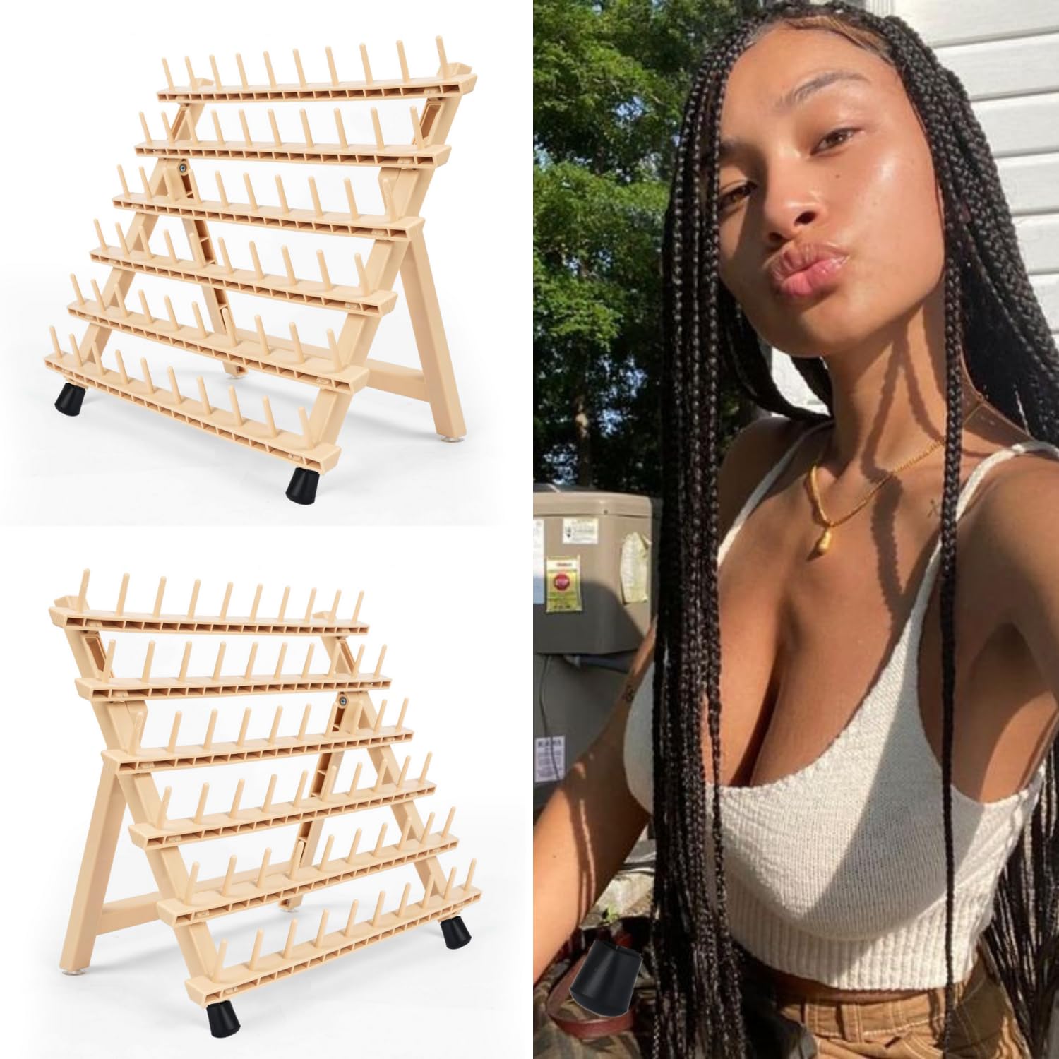 Lightmay compact braid rack for storage fits small studios and makeup rooms