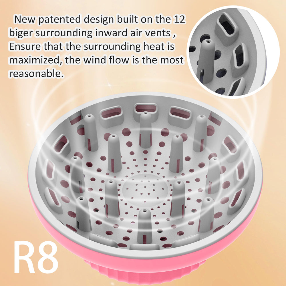 LIGOLIG diffuser closeup pink material designed to minimize heat spots and frizz.