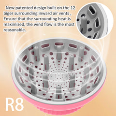 LIGOLIG diffuser closeup pink material designed to minimize heat spots and frizz.