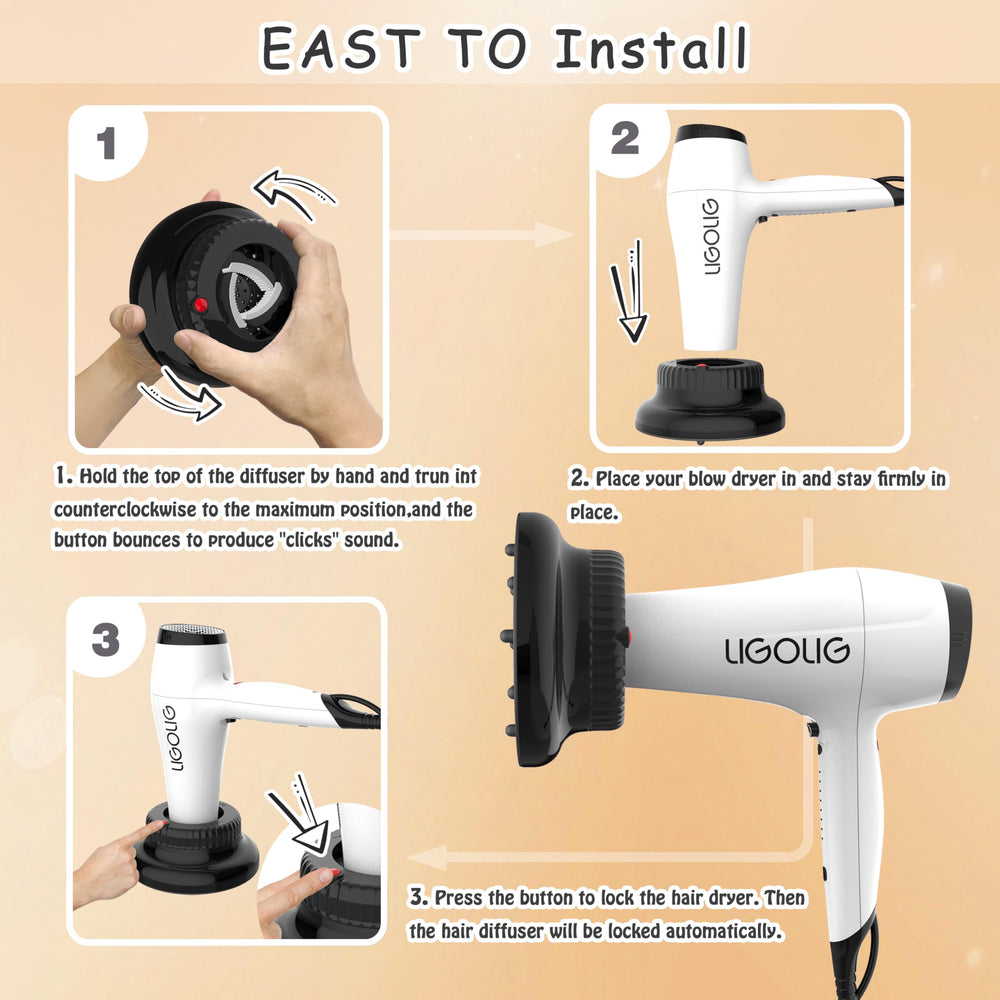 LIGOLIG diffuser supports 1.4 to 2.4 inch nozzle compatibility, simplifying setup.