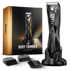 Lijecozy Cosmic Black Body Trimmer display shows battery status for cordless grooming convenience