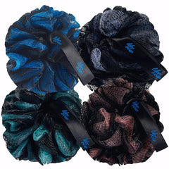LIKEVOW bath loofah sponge 75g large black mesh for gentle exfoliation and smooth skin