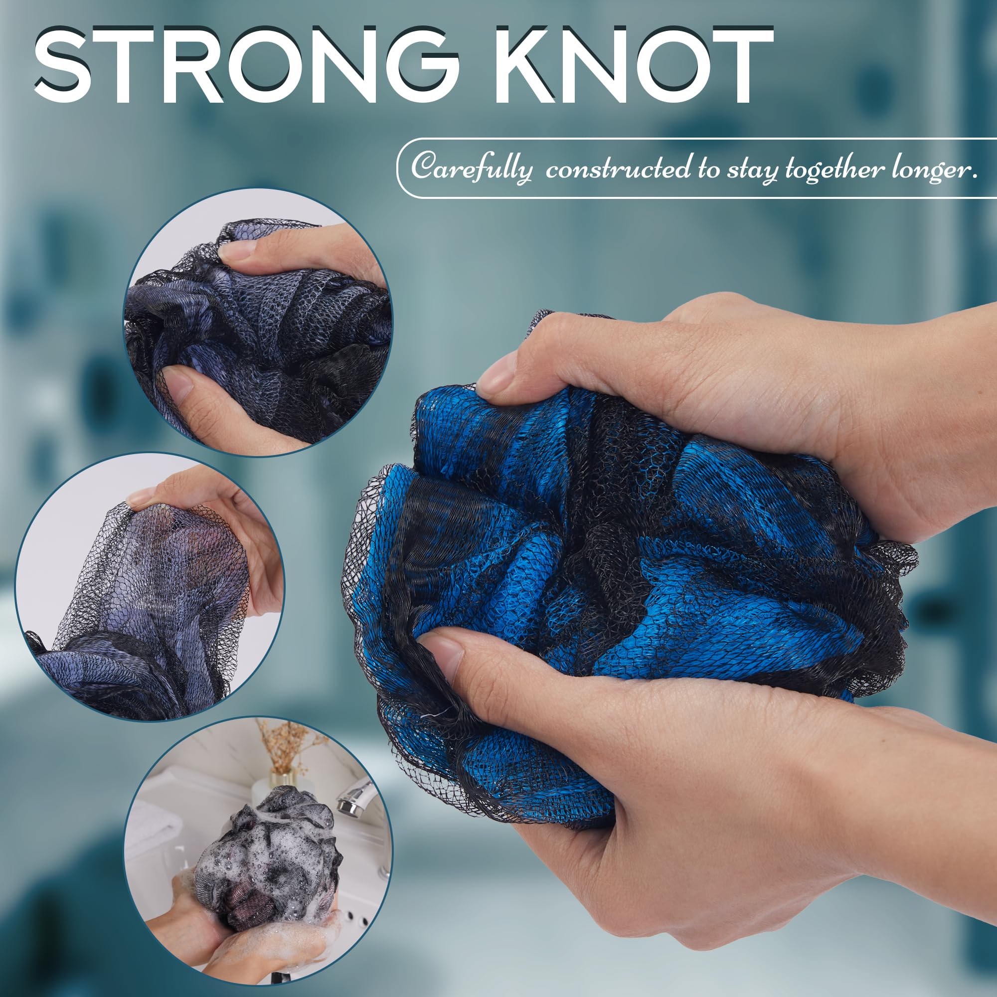 LIKEVOW 4-pack loofahs arrive vacuum-sealed in a compact box for cleanliness