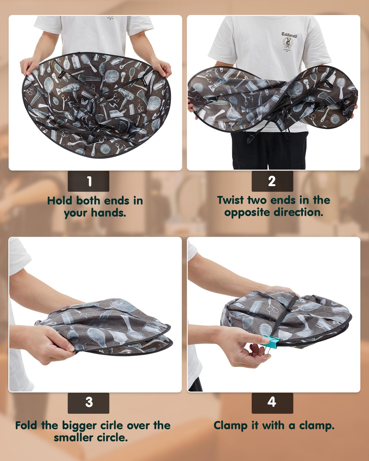 Lilian&Gema black comb included with cape for convenient grooming during styling