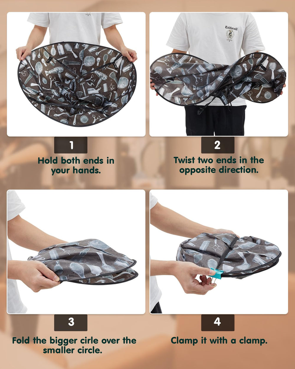 Lilian&Gema black comb included with cape for convenient grooming during styling