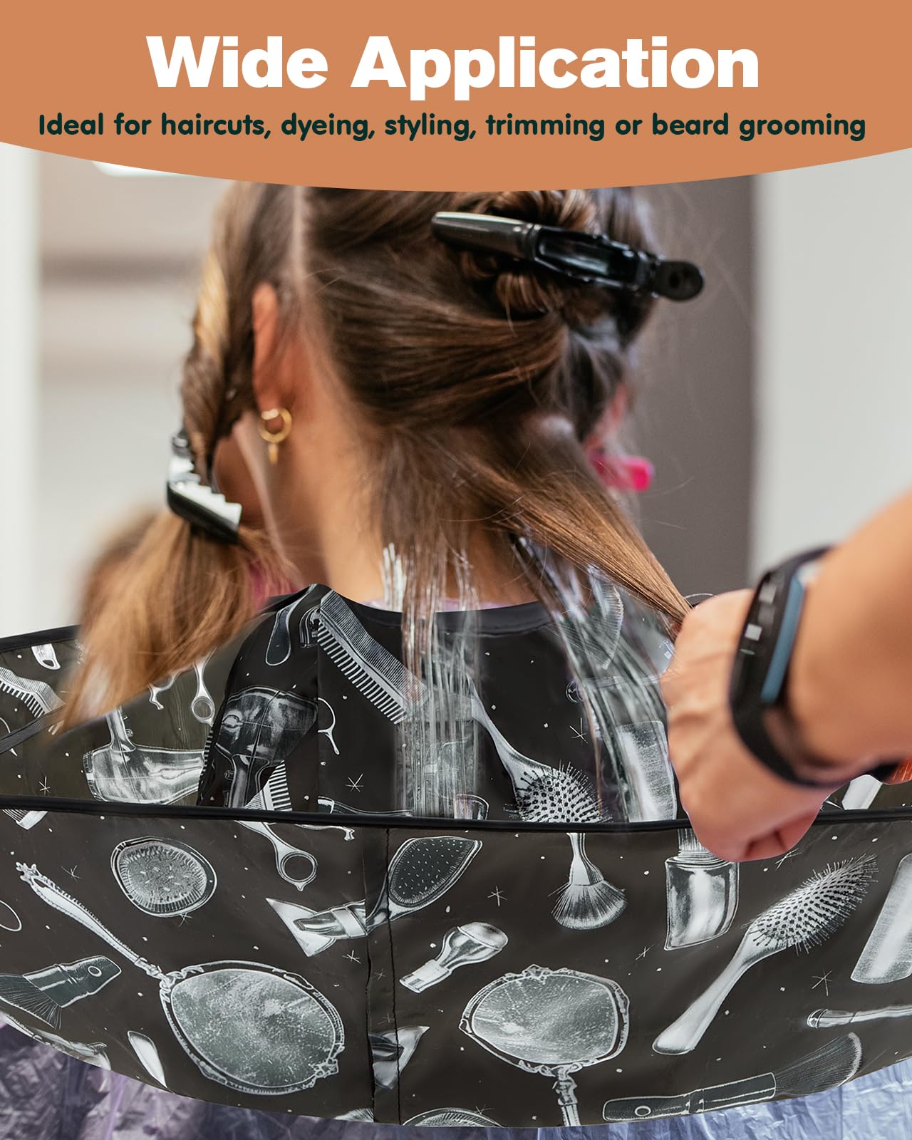 Lilian&Gema umbrella groove captures hair to keep clothes clean during trimming