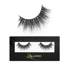 Lilly Lashes 3D Miami faux mink strip shows dramatic volume for bold night-out looks.
