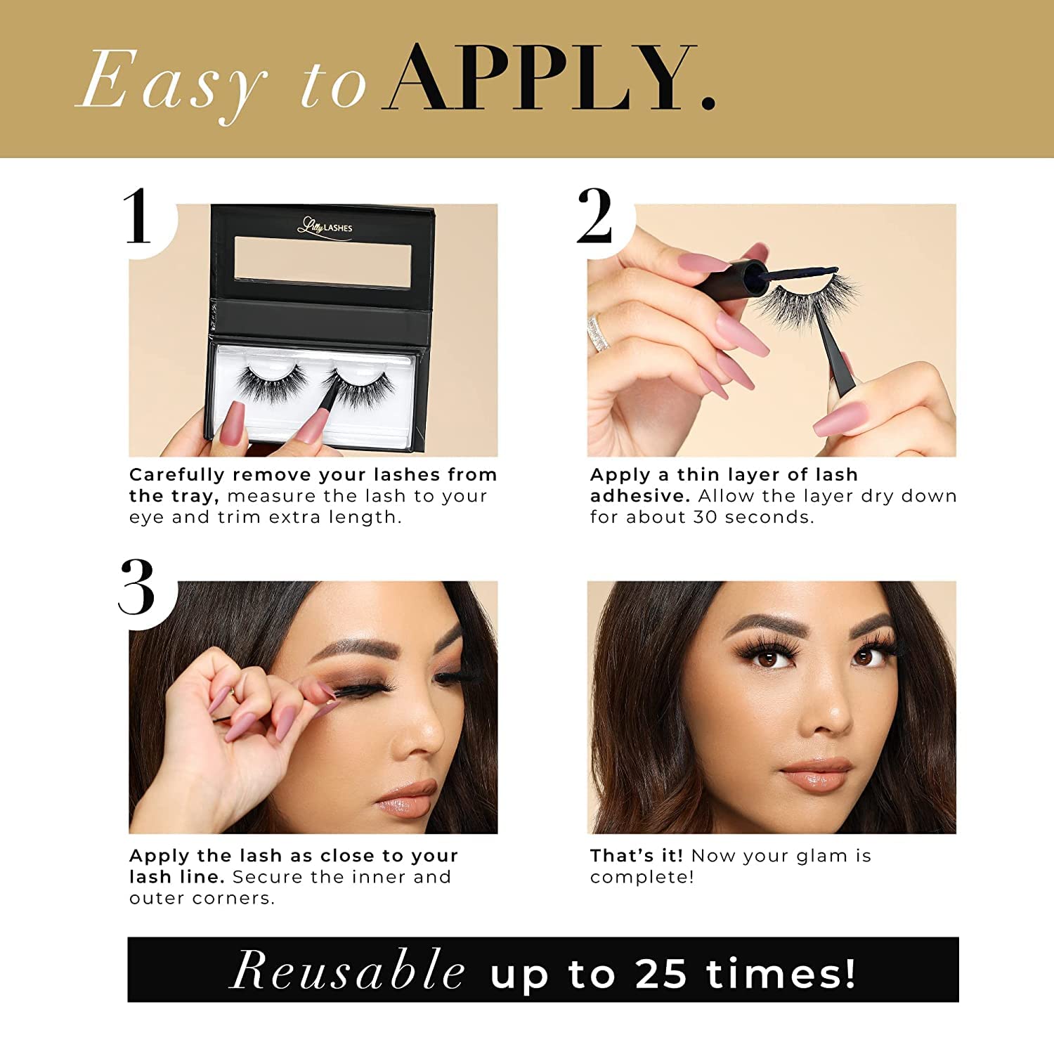 Lilly Lashes easy-apply lightweight-strip simplifies professional-looking lashes.