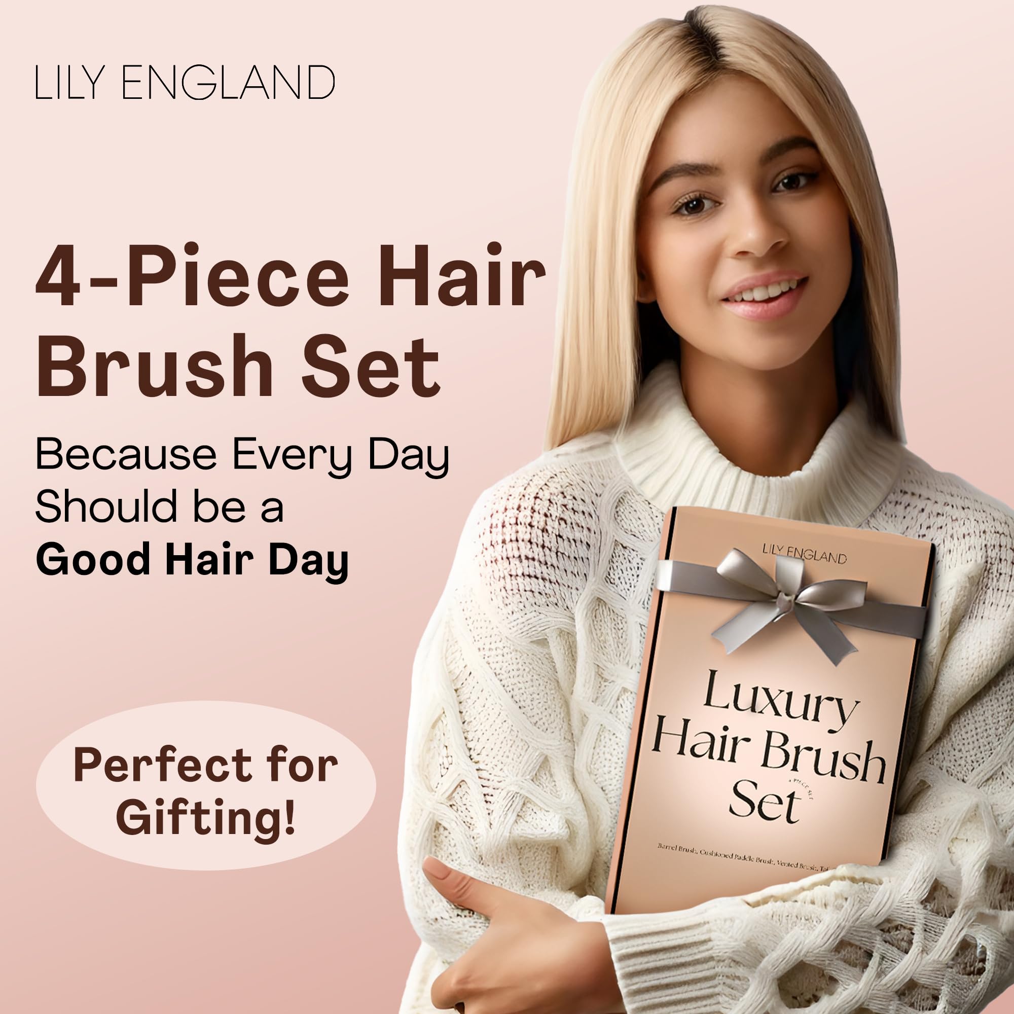 Lily England rose-gold matte finish brush for salon-style styling at home