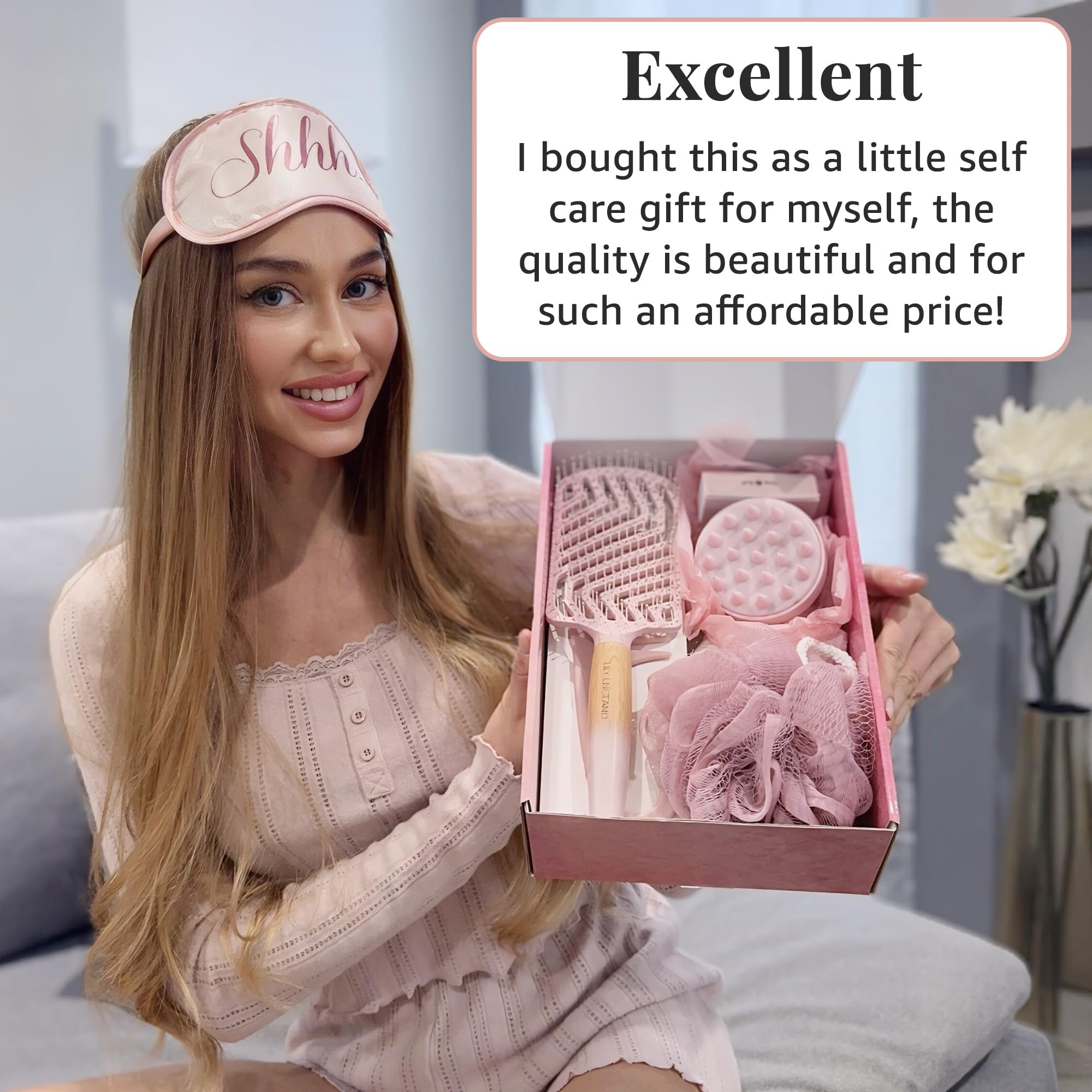 Lily England scalp massager provides soothing, relaxing scalp stimulation.