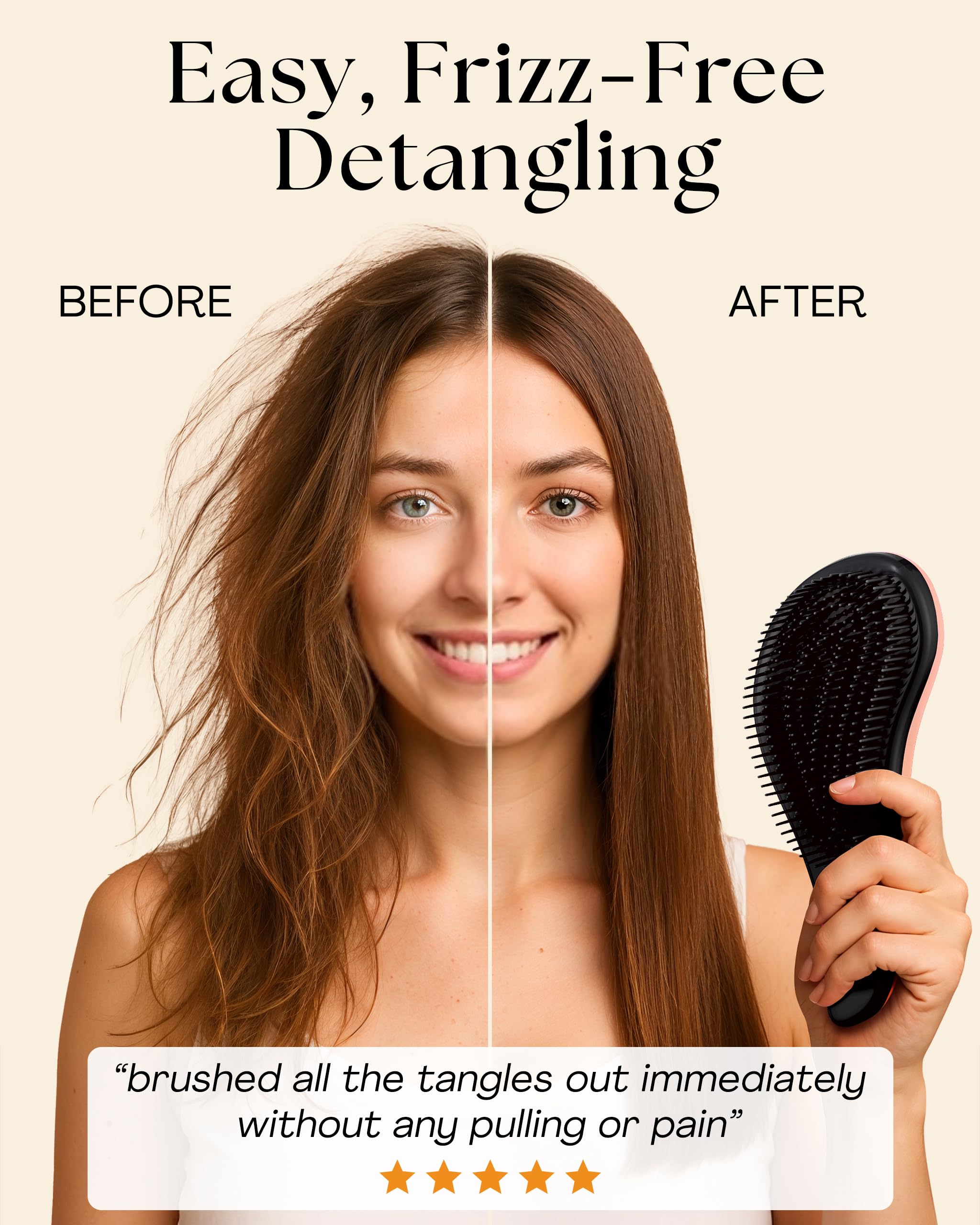 Lily England Wide-Tooth Comb Rose Gold detangles thick or curly hair gently